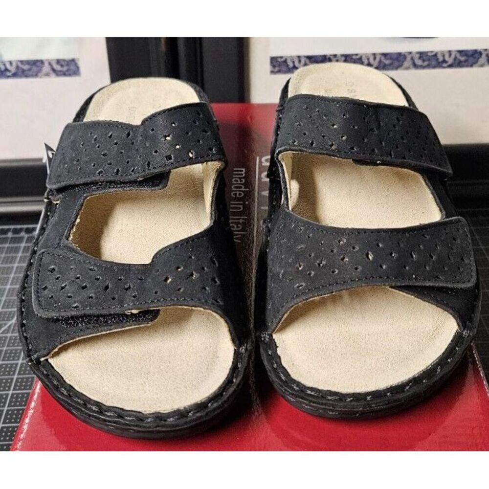 David Tate Made in Italy Gelato Black Nubuck‎ Sandals EU36 /US Women  5.5 M/B